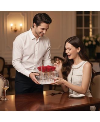 9 Preserved Roses in Acrylic Box: 100% Real Natural Roses That Last Over 1 Year