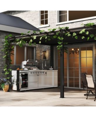 46" 4-Burner 72000 BTU Stainless Steel Outdoor Kitchen Grill Island with Fridge