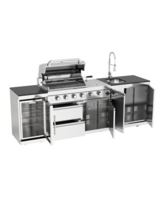 46" 4-Burner 72000 BTU Stainless Steel Outdoor Kitchen Grill Island with Fridge