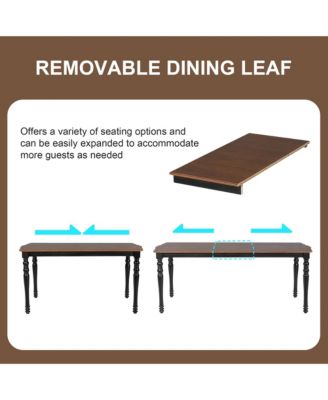 7-Piece Extendable Dining Set with 60-78 Inch Wood Table 6 Upholstered Chairs and Removable Leaf