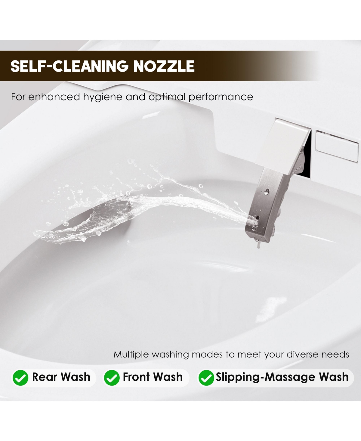 Casainc Smart Bathroom Fixture Dual Flush Bathroom Fixture 1/1.28 Gpf,Foot Sensor Flush,Night Light,Self-Cleaning Nozzle