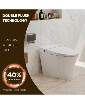 Smart Bathroom Fixture  Dual Flush Bathroom Fixture 1/1.28 GPF,Foot Sensor Flush,Night Light,Self-Cleaning Nozzle