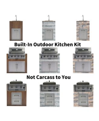 32" Built-In Gas Grill Outdoor Kitchen with Infrared Burner, Sink & Tool Set