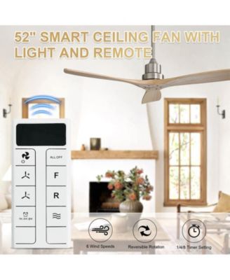 52-inch Modern Sand Nickel 3-Blade Light Ceiling Fan with Remote Control and Supporting Mobile Device Connection