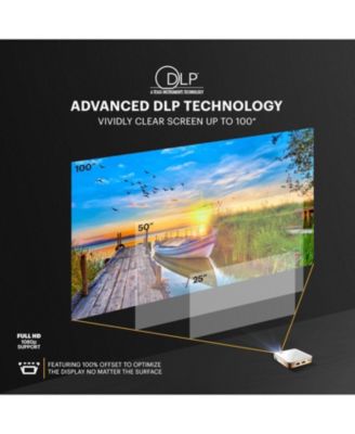 Luma 75 Ultra Mini Projector, Portable Pico Projector with Overhead Tripod & Case (White)