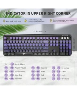 + 2.4GHz Wireless, Quiet, Slim, Round Keys, Cute Design, Black Purple + Keyboard & Mouse Combo