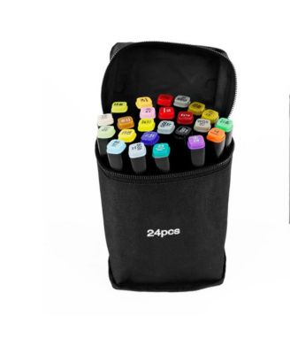 24 Colors Alcohol Brush Markers Set, Dual Tip Coloring Art Markers, Perfect for Coloring, Drawing, Sketching, Card Making and Illustration