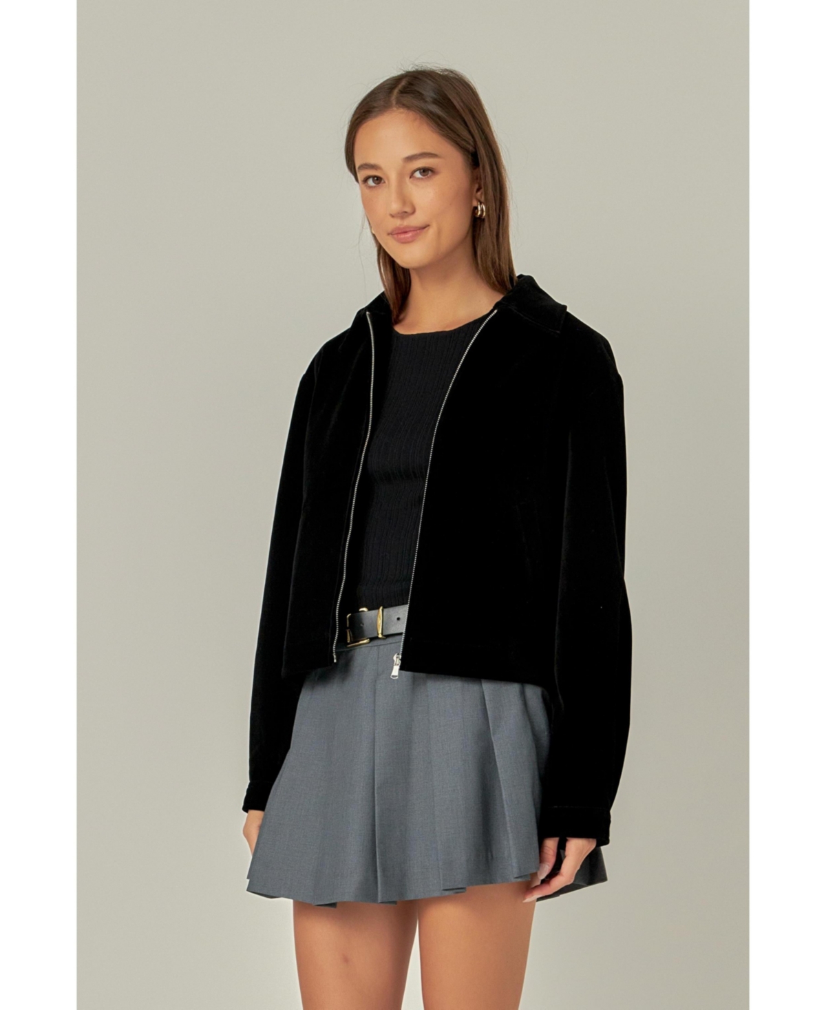 English Factory Women's Velvet Bomber Jacket