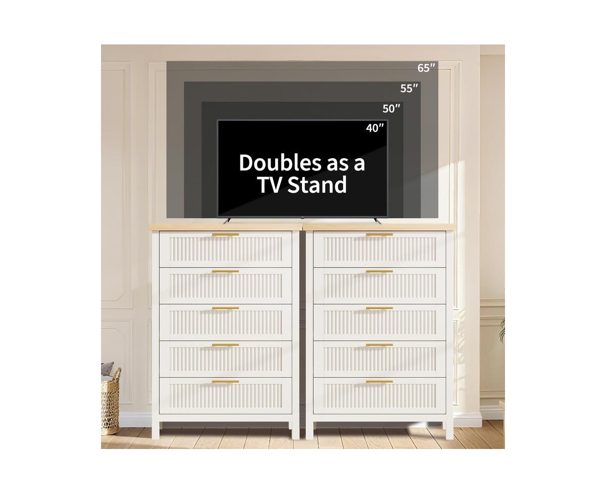 Gaomon Fluted Dresser for Bedroom with 5 Drawers