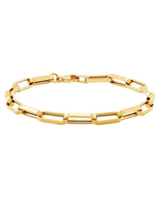 Hollow Paperclip Chain Bracelet in 14k Yellow Gold