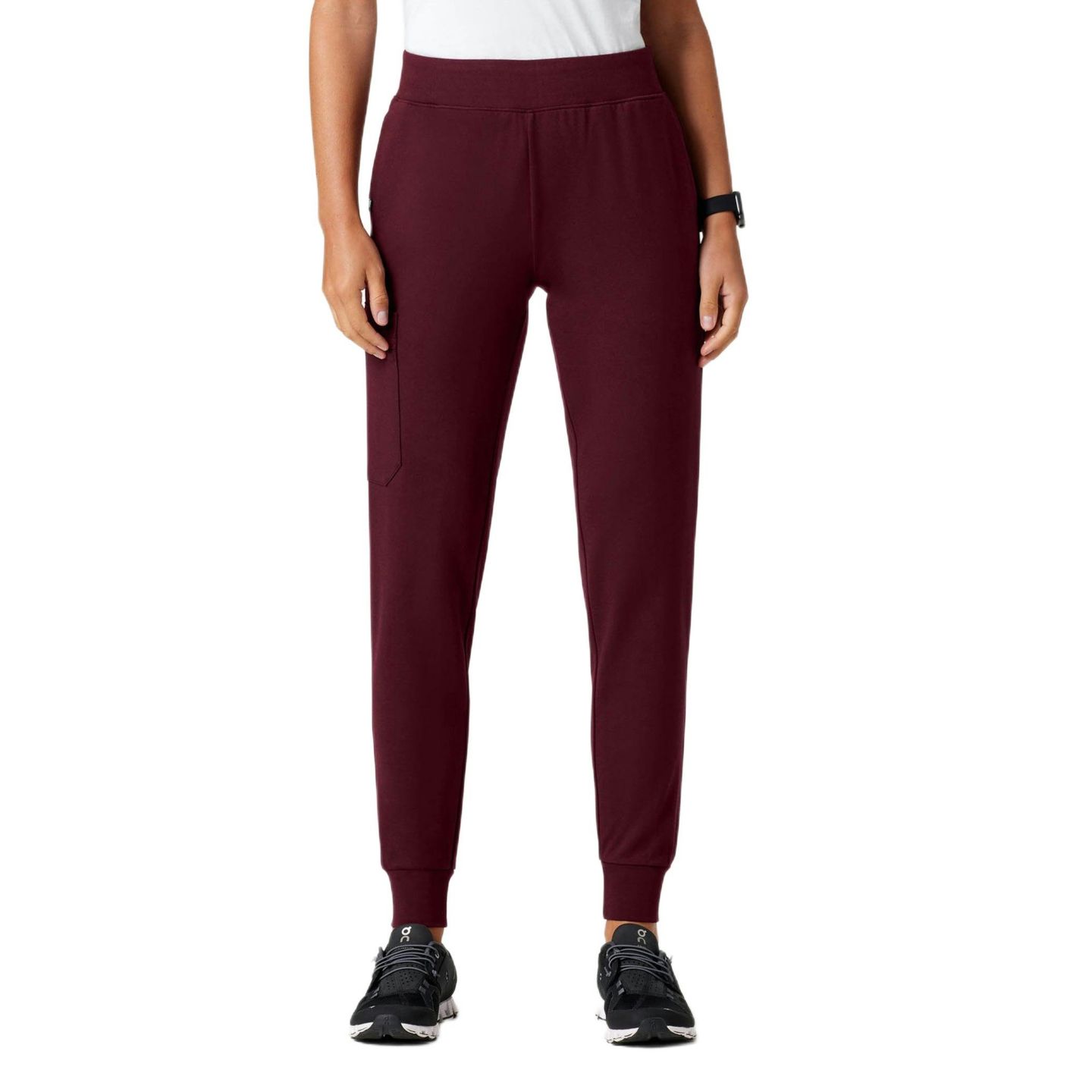 Женские брюки Jaanuu Rubi 6-Pocket Slim Knit Scrub Jogger, цвет: Бордовый — фото 1