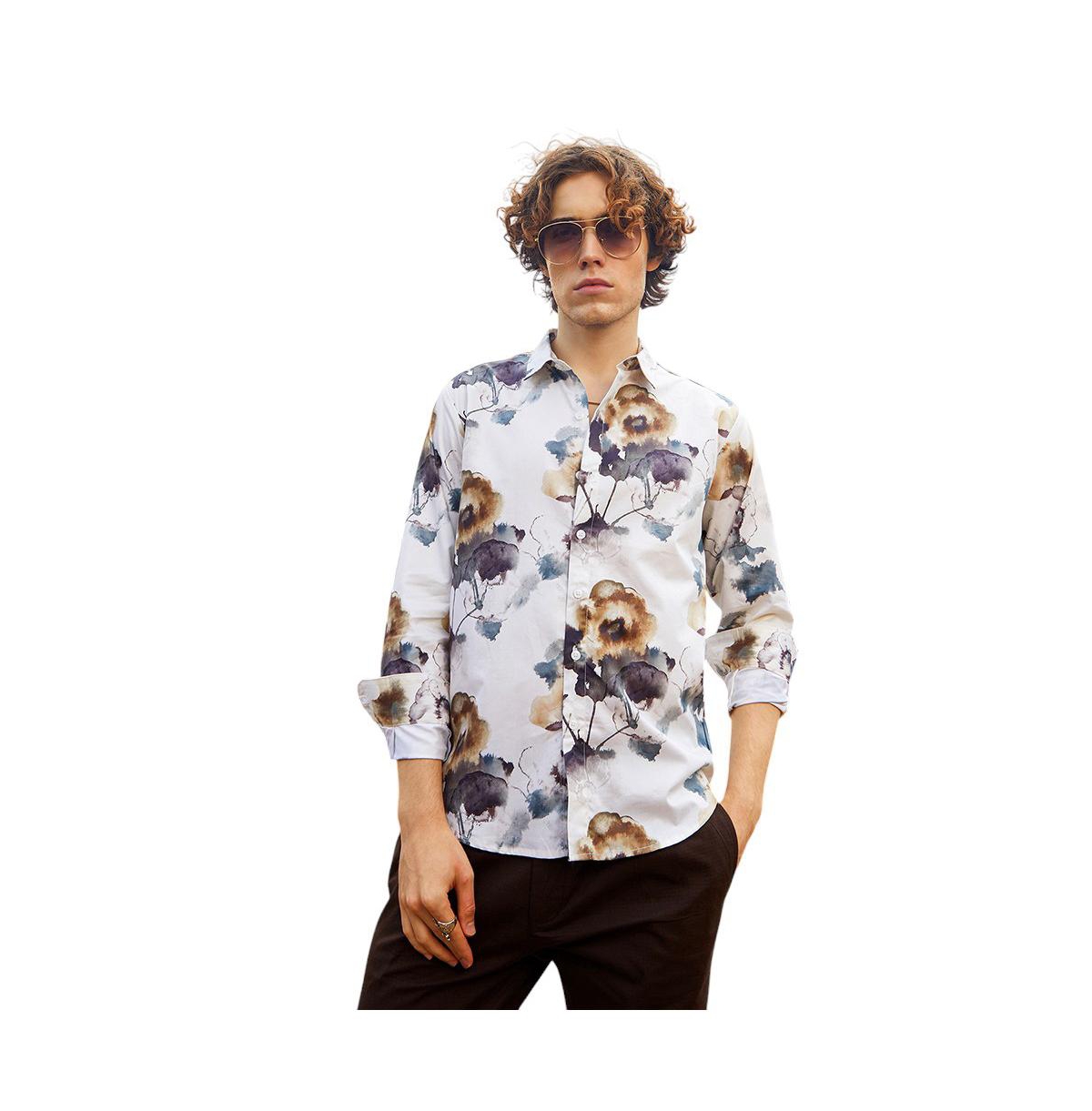Campus Sutra Men's Off-White Earthy Splotch Shirt