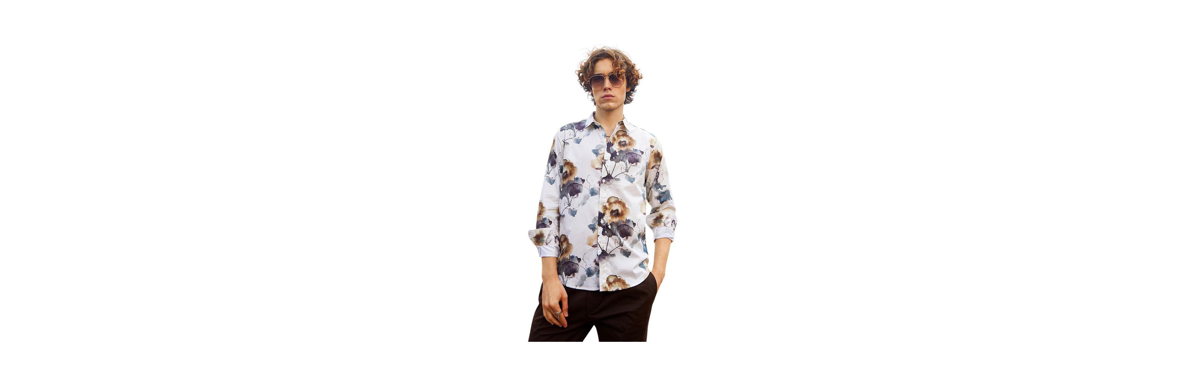 Campus Sutra Men's Off-White Earthy Splotch Shirt