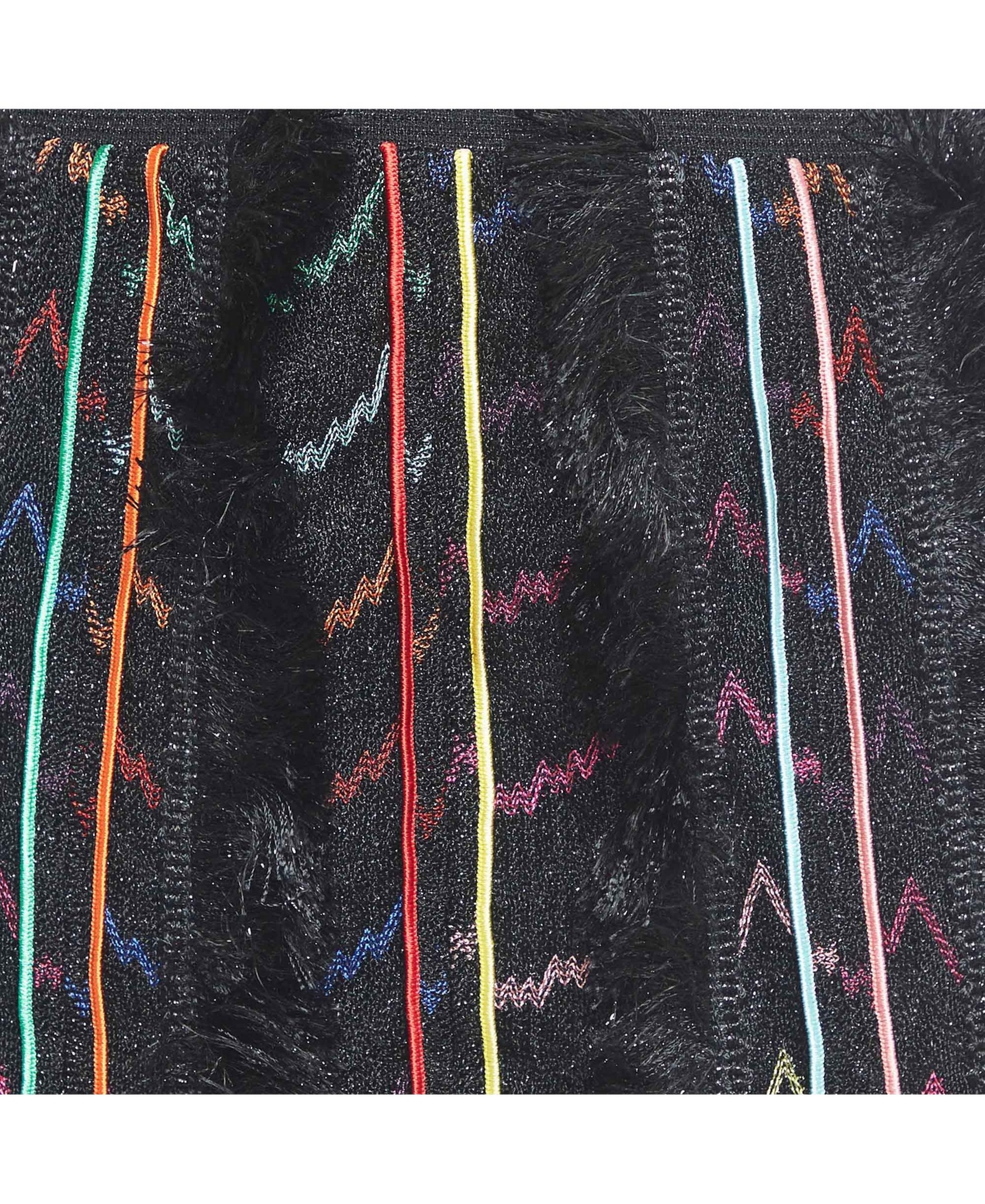 Pre-Owned Missoni Women's Black Stripe Lurex Knit Fringed Mini Skirt