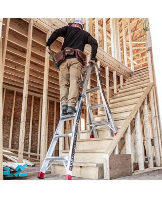 18 Foot Reach 5 in 1 Multi Position Aluminum Step Ladder, Silver