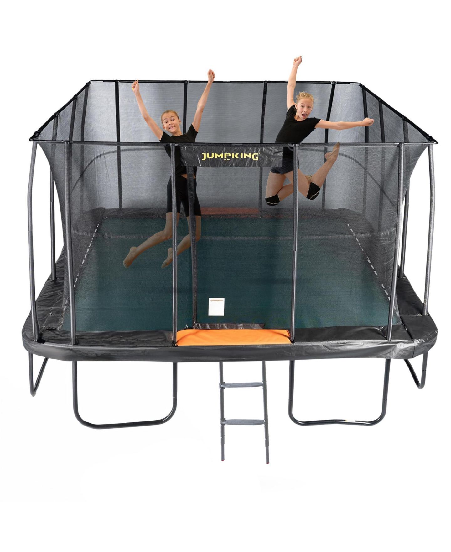 Детская игрушка JumpKing Pro-Series 13 ft. Square Trampoline with Patented V-Shaped Spring Arrangement, Safety Net Enclosure, 400 lbs. Capacity, Ages 3+, цвет: Чёрный — фото 1
