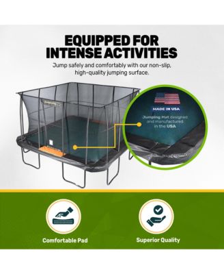 Pro-Series 13ft Square Trampoline - Double the Springs, Patented V-shaped Spring Arrangement, Comfort Weave Jumping Pad (Black/Orange)