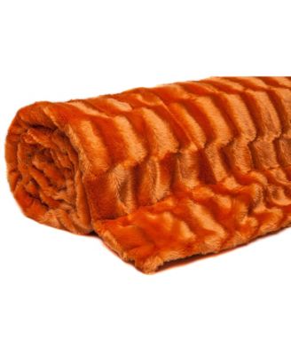 Premium Fuzzy Faux Fur Microfiber Polyester Reversible Throw Blanket, Throw