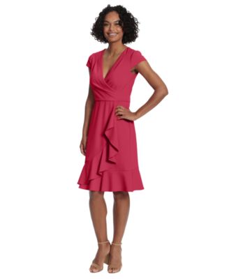 Women's Faux-Wrap Ruffle-Trim Dress