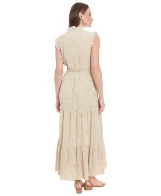 Women's Striped Tiered Ruffle-Trim Maxi Dress