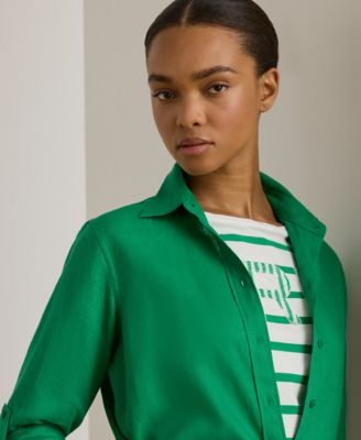 Petite Roll Tab-Sleeve Relaxed Fit Shirt