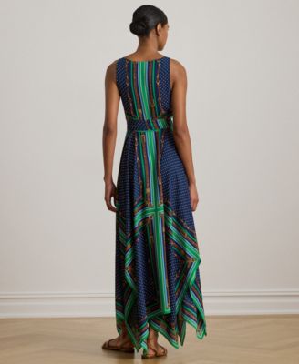 Petite V-Neck Polka Dot Print Sleeveless Dress