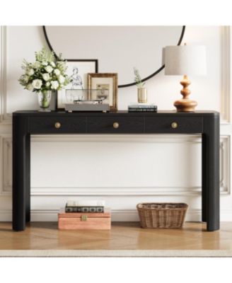 Streamdale Rustic Console Table with Curved Corners, 3 Drawers