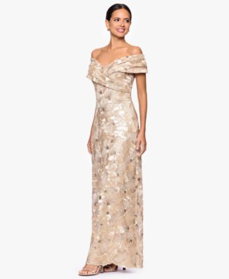 Petite Off-The-Shoulder A-Line Long Gown