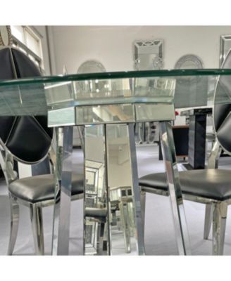 Modern minimalist round glass dining table with round base