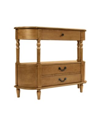 Streamdale Retro Curved Wood Console Table with 3 Drawers, 43" Entry Table with Storage Shelf, Brown