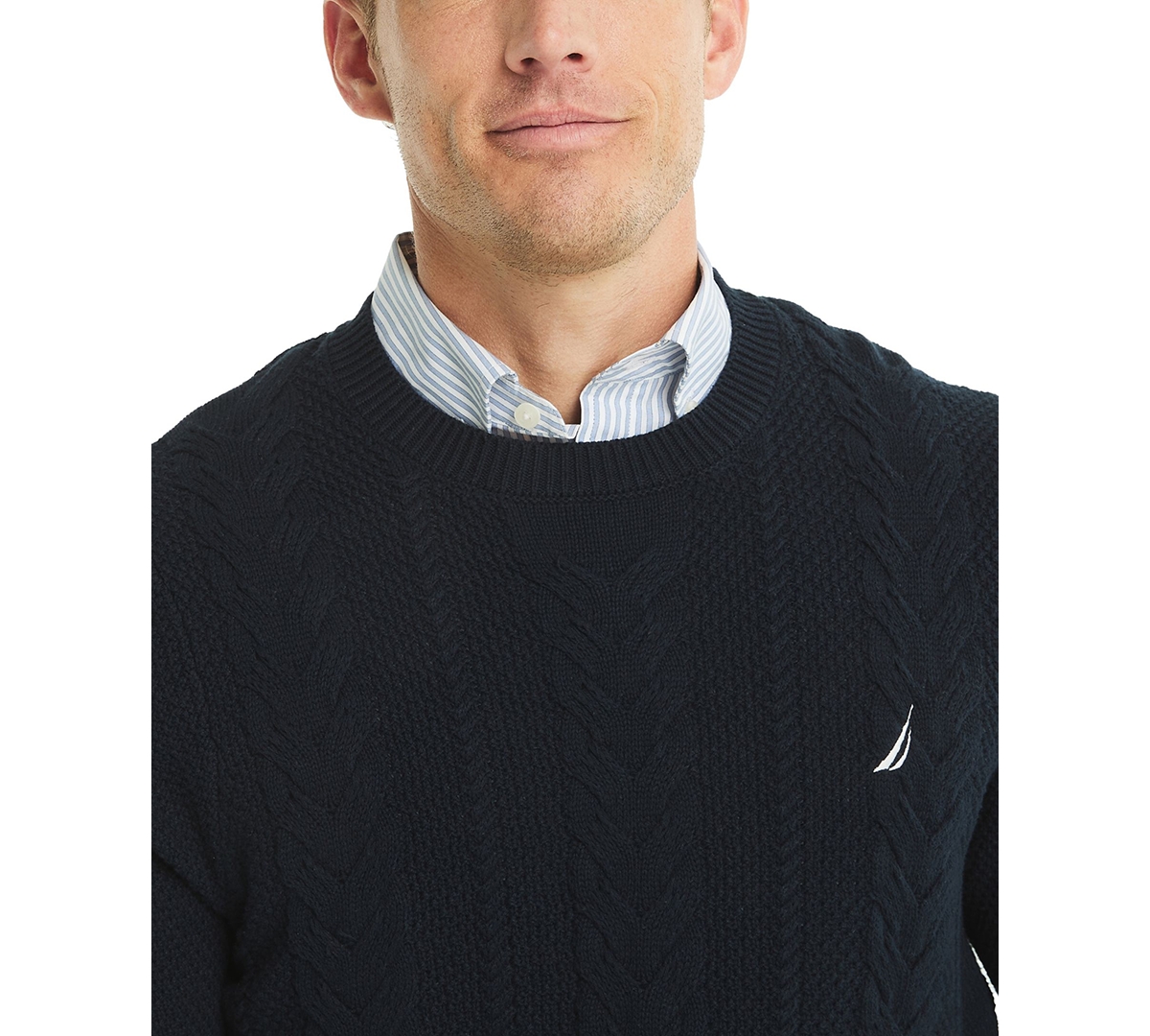 Nautica Men's Cable-Knit Crewneck Sweater