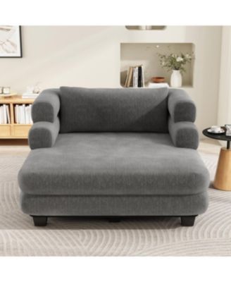 Streamdale Oversized Chaise Lounge 52.4" Modern Chenille Sofa Bed with Deep Seat, Black