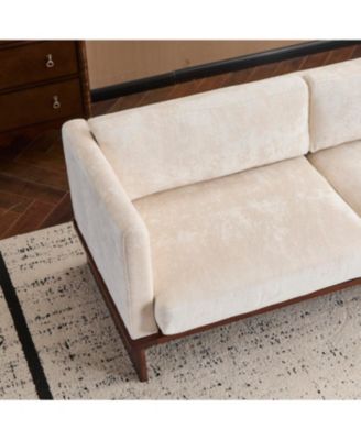 Beige 77" Modern Boucle 3-Seater Sofa with Solid Wood Base