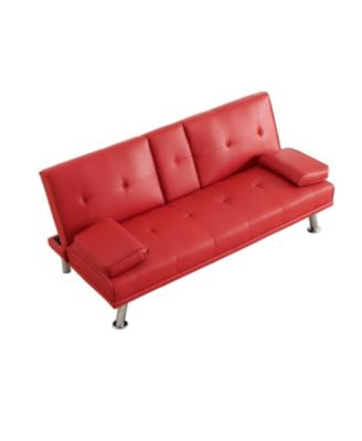 Red Multifunctional Double Folding Sofa Bed with Coffee Table