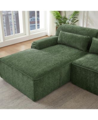 Chenille L-Shape Luxury Sectional Sofa, Comfy Sleeper Couch for Living Room