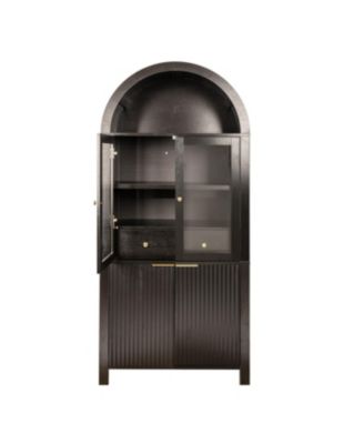 Streamdale 71" Fluted Tall Arched Pantry Cabinet with Adjustable Shelves & Hidden Drawer, Black