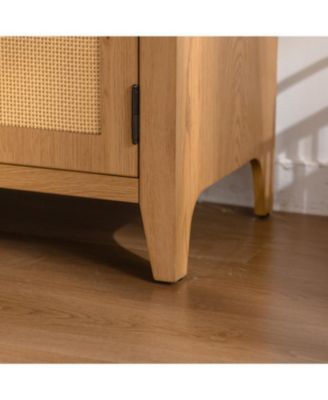 Streamdale Arched Kitchen Pantry Cabinet, 63.39" Tall Rattan Storage Cabinet