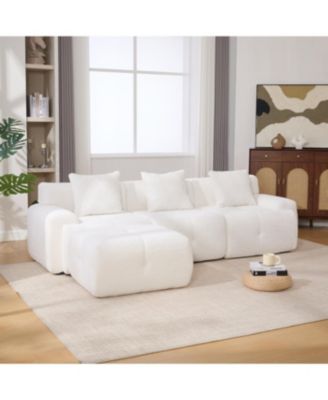 Streamdale 104.3" 4-Piece L-Shaped Upholstered Modular Sectional Sofa, Ivory