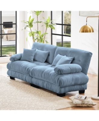 Cloud Couch 2 Seater Chenille Sofa with Pillows, Blue