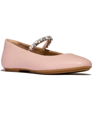 Women's Delicato Imitation Pearls and Crystal Leather Ballet Flats