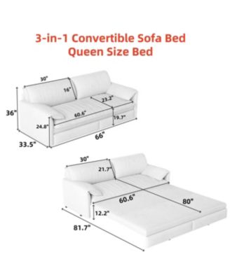 Streamdale 66" Queen Pull Out Sofa Bed with Storage, 3-in-1 Convertible Velvet Loveseat