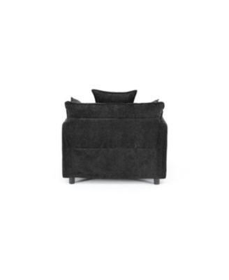 Streamdale Modern Accent Chair with Ottoman, Black Chenille