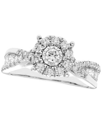 Diamond Halo Ring (7/8 ct. t.w.) in 10k White Gold