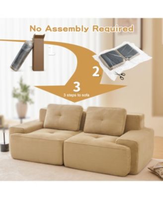 Streamdale Camel 82" Modern L-Shaped Corduroy Sectional Sofa with Deep Seat, Tufted Design