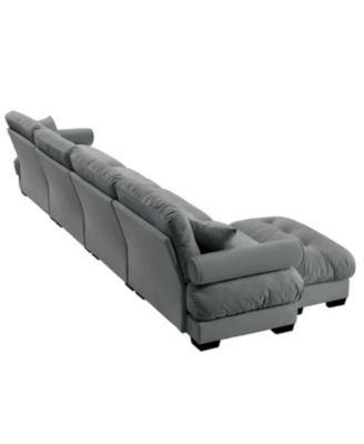 L-Shaped Cloud Sofa, Convertible 4-Seater Modular Couch, Grey