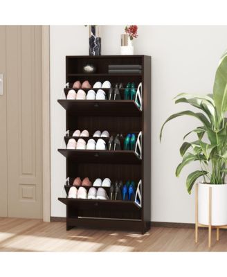 Shoe Storage Cabinet with 3 Large Fold-Out Drawers,