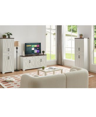 CASAINC 68" White Freestanding Tall Kitchen Cabinet