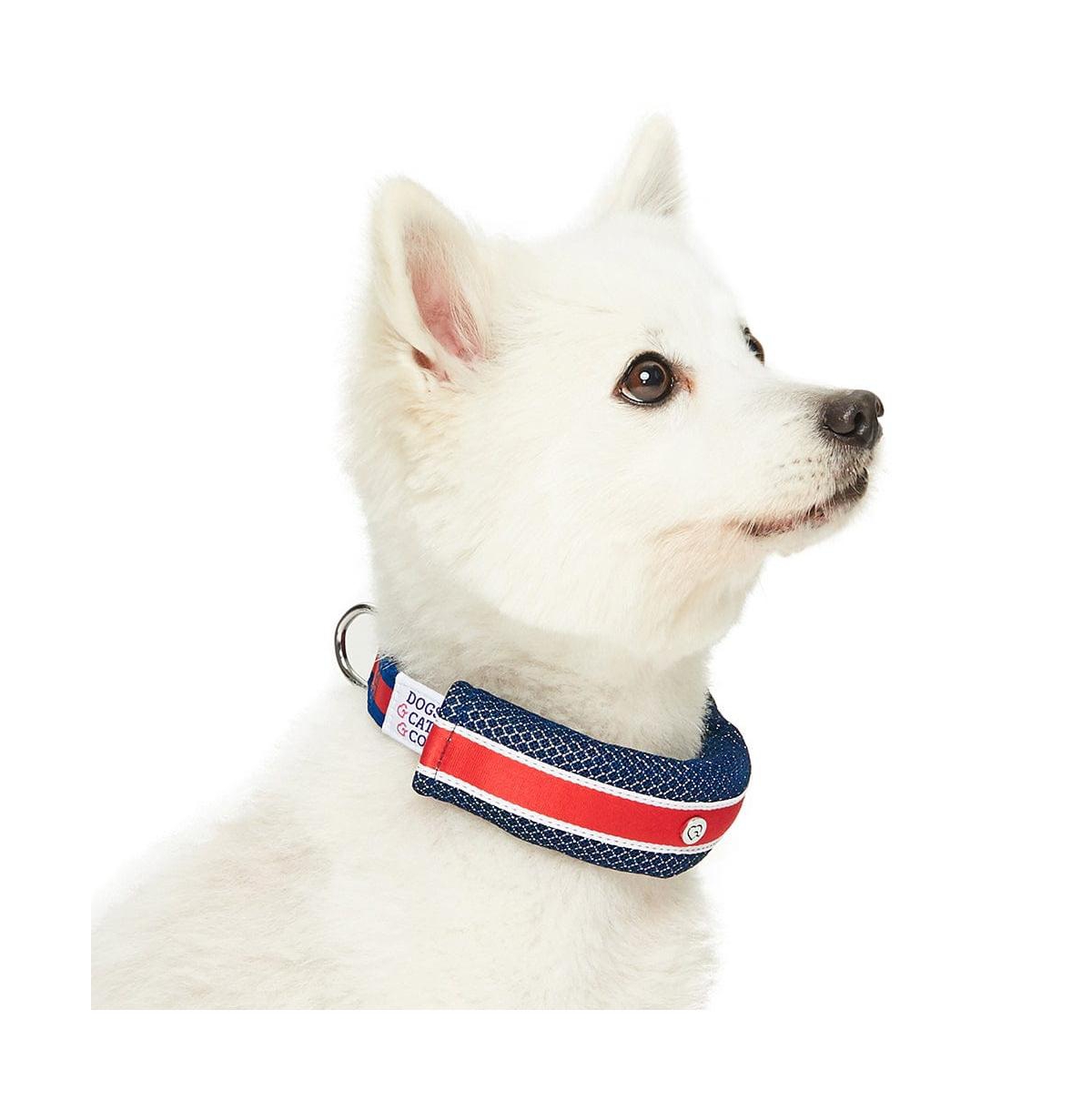 Dogs & Cats Co. Striped Dog Collar with Removable Padded Comfort Cover Red and Pink