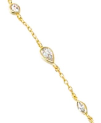Cubic Zirconia Gold Plated Bezel Multi Shape Hand Chain Bracelet