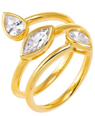 by Adina Eden Multi Shape Cubic Zirconia Gold Plated Bezel Wrap Coil ...
